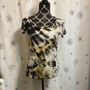 Tie-Dye Women's Top - Black and Gold